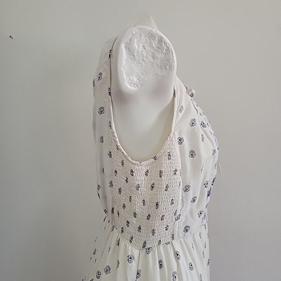 Old Navy Floral Fit Flare Midi Dress Sleeveless Self Tie Keyhole Boho Cottage - Picture 6 of 10